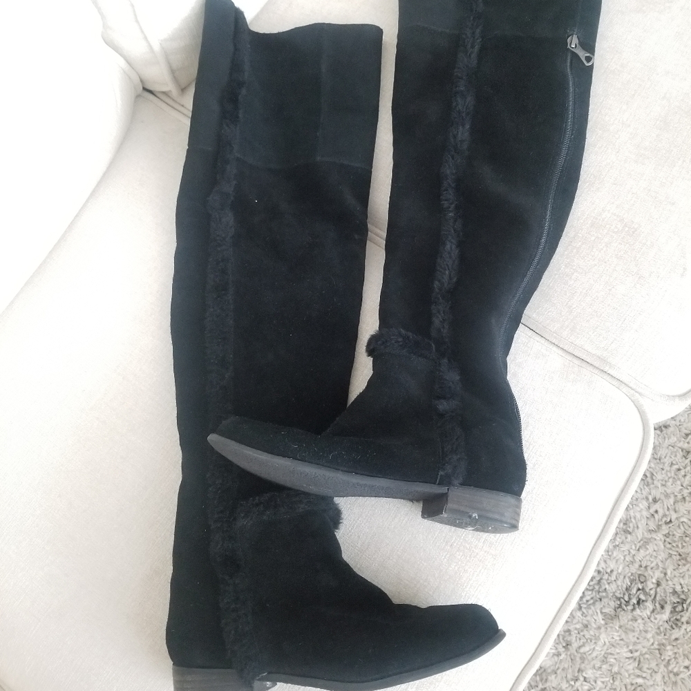 Bcbg Maxazria 6 Winter Fleece Thigh High Boots Bla